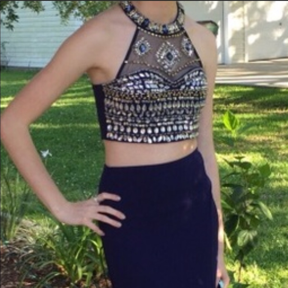 Navy blue prom dress. Worn once!